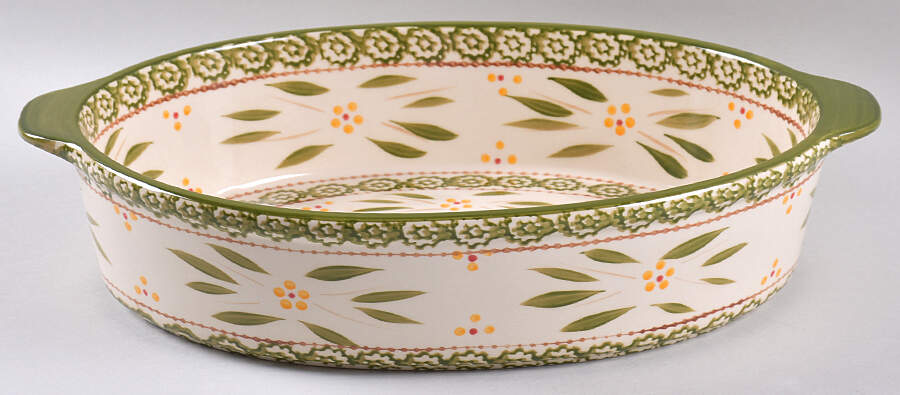 Old World Green 14" Oval Baker by Temp-Tations-1