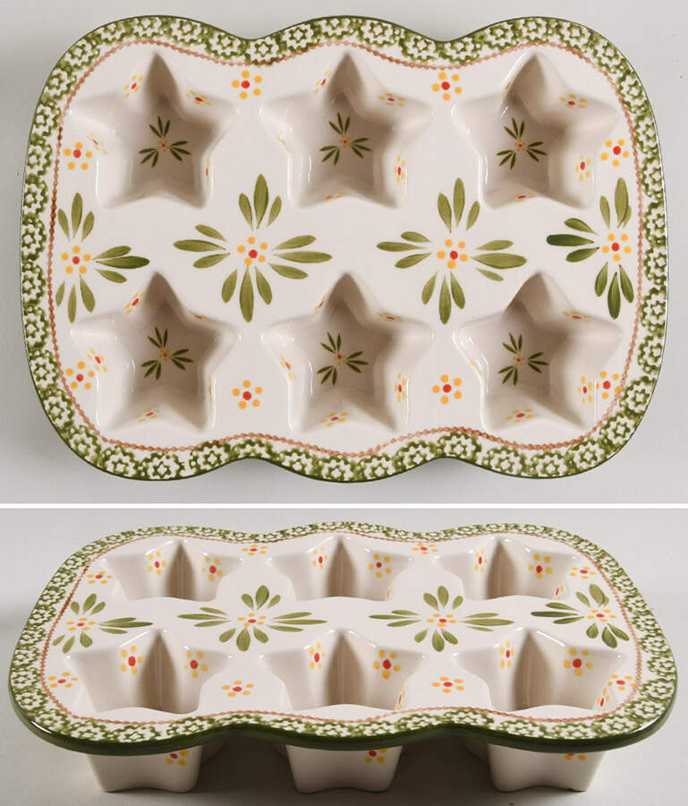 Old World Green Muffin Pan (Holds 6 Muffins) by Temp-Tations-1