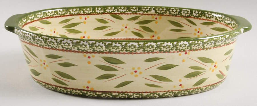 Old World Green 3 Qt Oval Covered Casserole No Lid by Temp-Tations-1