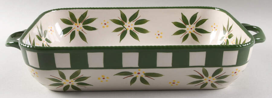 Old World Green 13'' Rectangular Baker by Temp-Tations-1