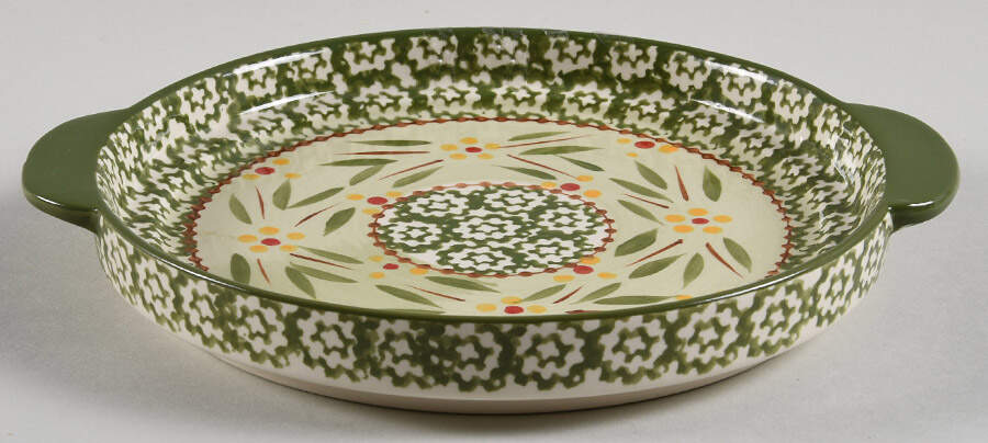 Old World Green 8" Oval Lid-It (Trivet,Tray,Baker Lid) by Temp-Tations-1