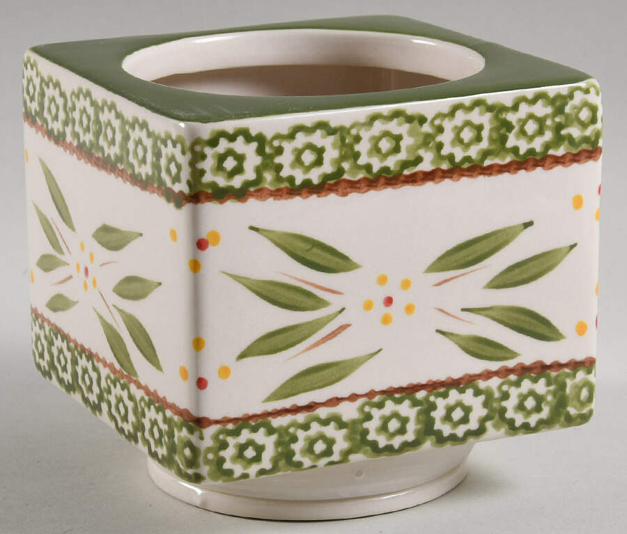 Old World Green 28 Oz Square Stacking Canister No Lid by Temp-Tations-1