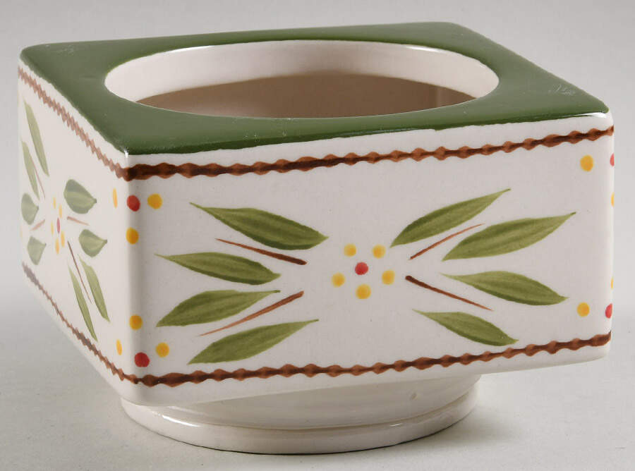 Old World Green 16 Oz Square Stacking Canister No Lid by Temp-Tations-1