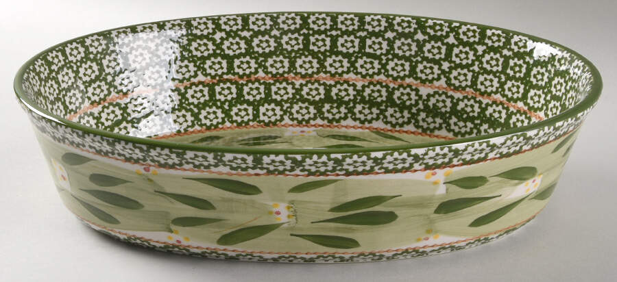 Old World Green 13" Oval Baker by Temp-Tations-1
