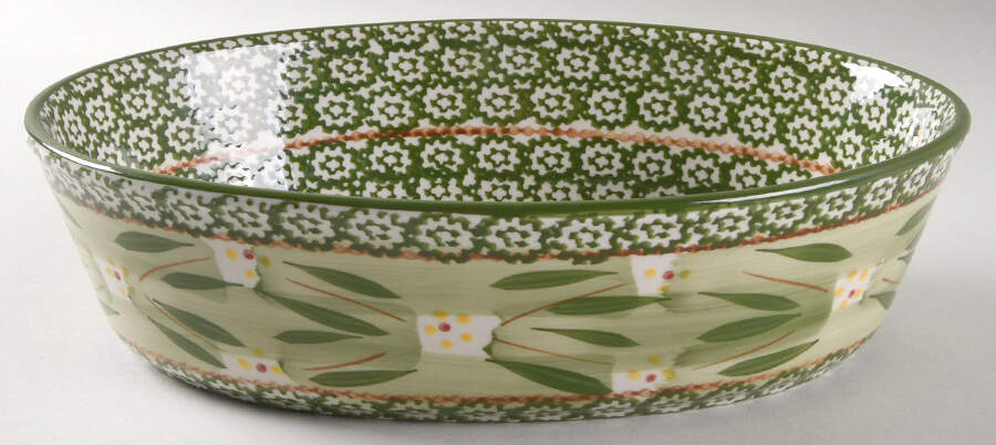 Old World Green 11" Oval Baker by Temp-Tations-1