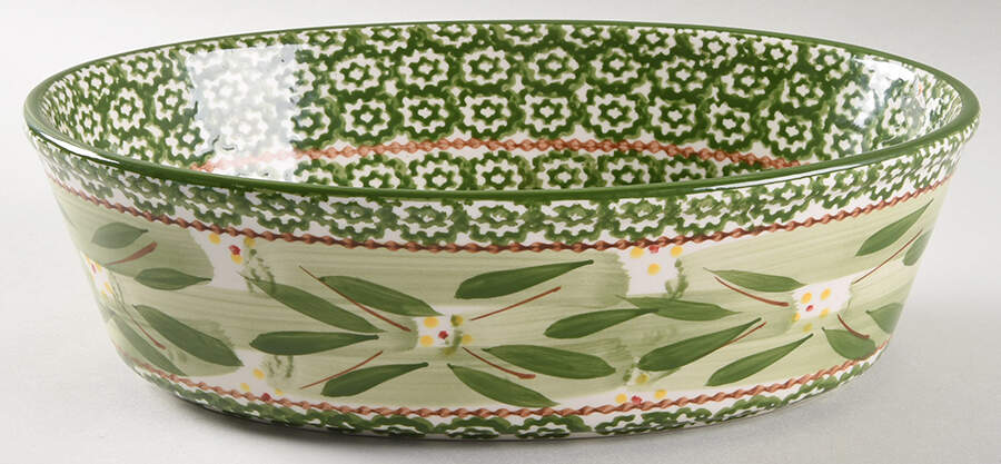 Old World Green 10" Oval Baker by Temp-Tations-1