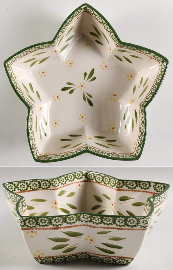 Old World Green Star Shaped Bowl by Temp-Tations-1