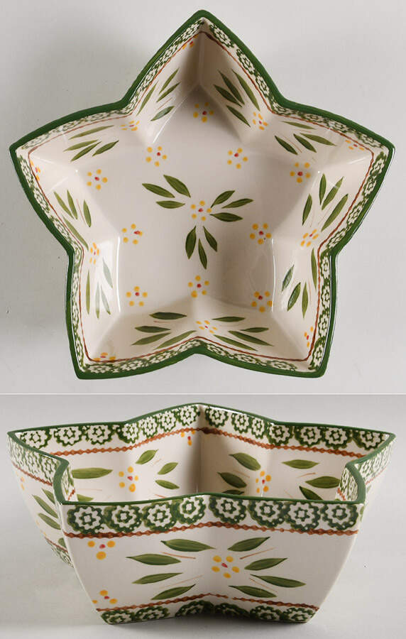 Old World Green Star Shaped Bowl by Temp-Tations-1