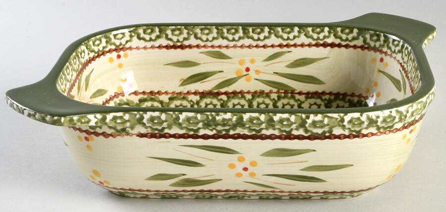 Old World Green 9" Rectangular Baker by Temp-Tations-1