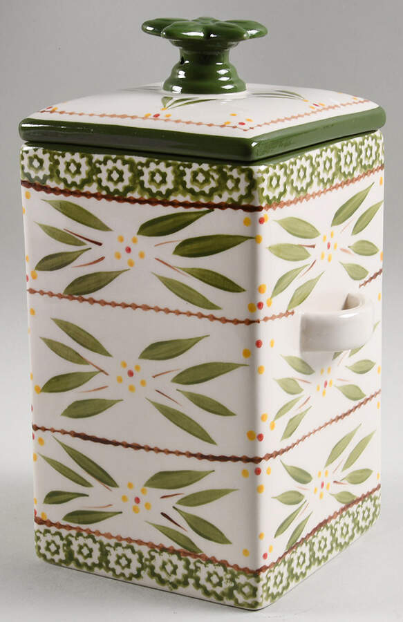 Old World Green 1.75 Qt Square Stacking Canister & Lid by Temp-Tations-1