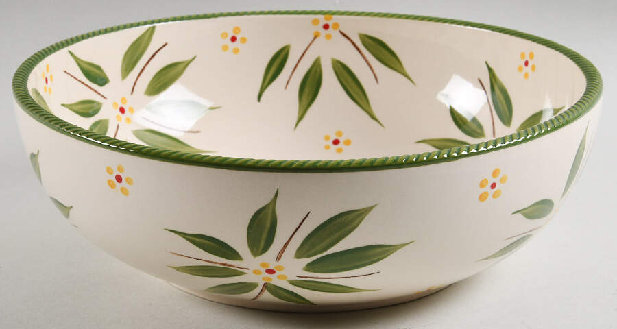Old World Green 9" Round Serving Bowl by Temp-Tations-1