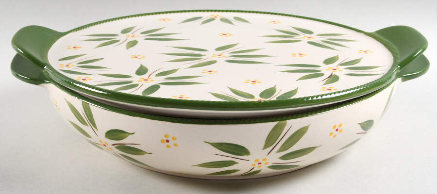 Old World Green 3.5 Qt Round Covered Baker by Temp-Tations-1