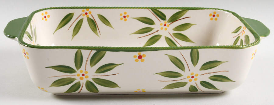 Old World Green 13'' Rectangular Baker by Temp-Tations-1