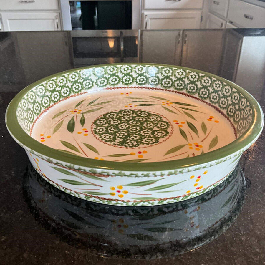 Old World Green Round Ovenware Cake Pan by Temp-Tations-1