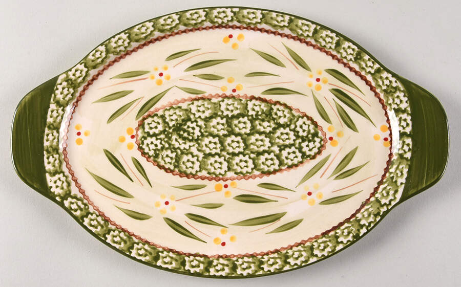 Old World Green 11" Oval Lid-It (Trivet,Tray,Baker Lid) by Temp-Tations-1