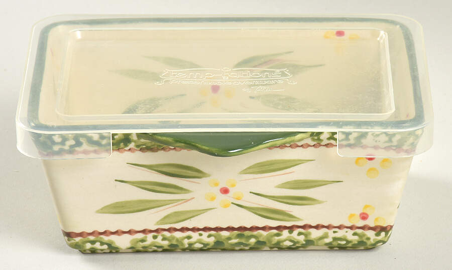 Old World Green Mini Loaf Pan with Plastic Lid by Temp-Tations-1