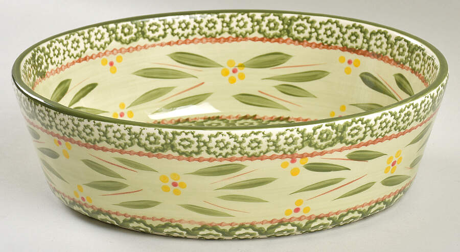 Old World Green Figural Oval Baker No Lid by Temp-Tations-1
