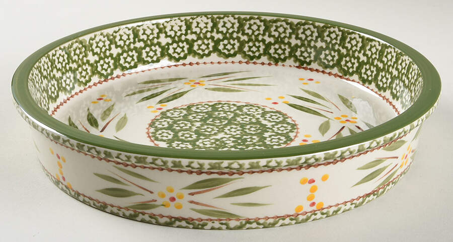 Old World Green 10" Pie Baking Plate by Temp-Tations-1