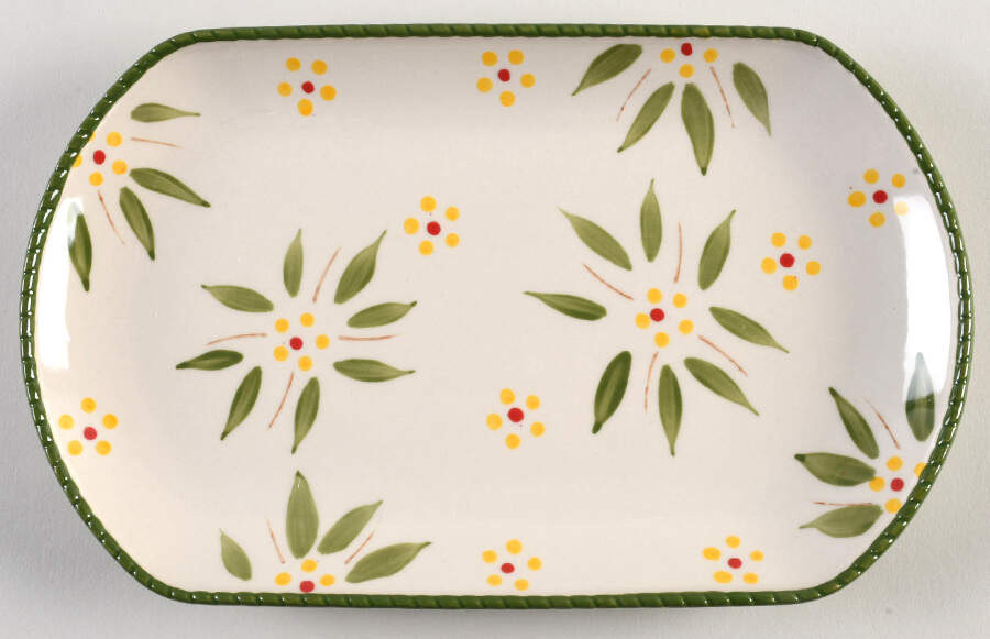 Old World Green 9" Rectangular Serving Platter by Temp-Tations-1