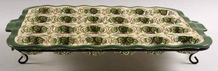 Old World Green Muffin Pan (Holds 24 Mini Muffins) & Metal Stand by Temp-Tations-1