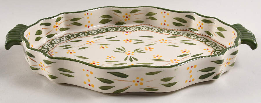 Old World Green 14" Oval Scalloped Baker by Temp-Tations-1