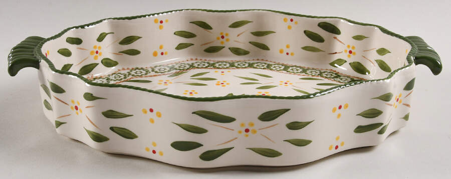 Old World Green 14" Oval Scalloped Baker by Temp-Tations-1