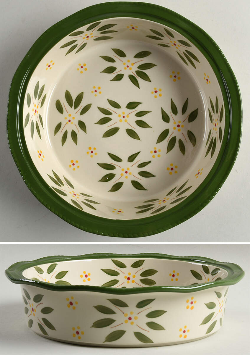 Old World Green 10" Pie Baking Plate by Temp-Tations-1