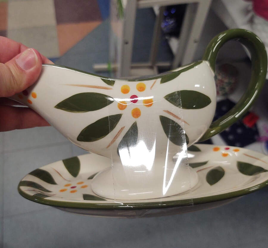 Old World Green Gravy Boat & Underplate by Temp-Tations-1