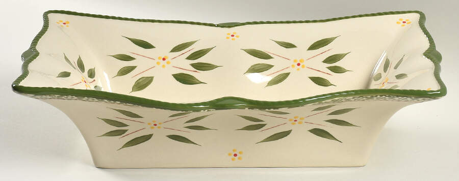 Old World Green 15" Rectangular Baker by Temp-Tations-1