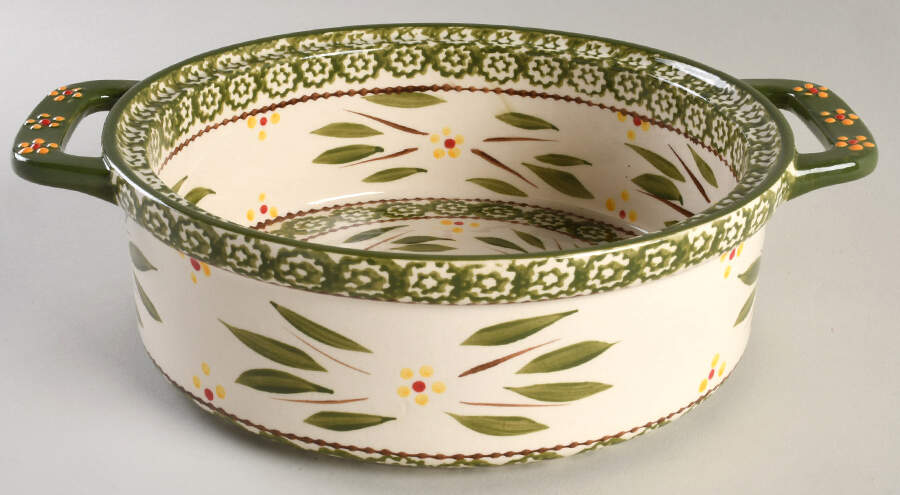 Old World Green 2 Qt Round Stacking Baker by Temp-Tations-1