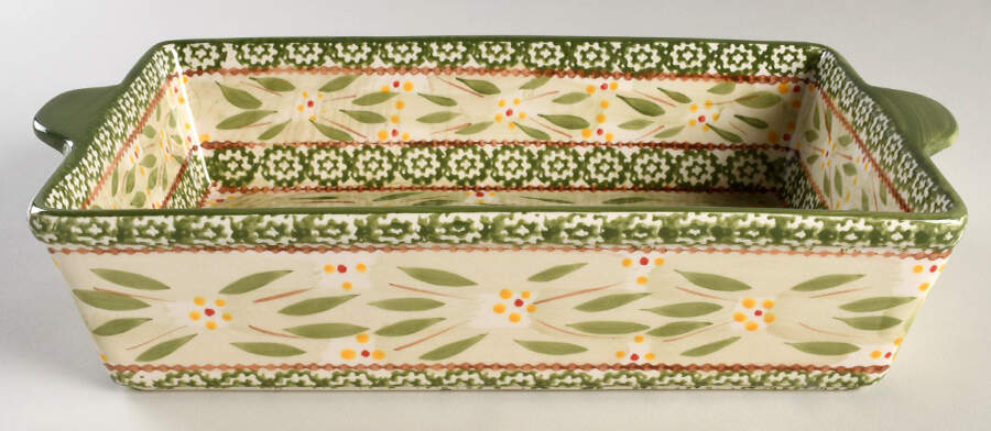 Old World Green 12" Rectangular Baker by Temp-Tations-1