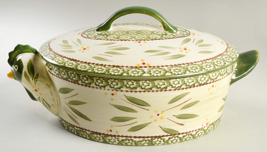 Old World Green 2.5 Qt Oval Covered Casserole by Temp-Tations-1