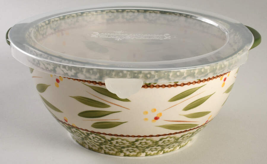 Old World Green 8" Mixing Bowl & Plastic Lid (MB8M1 & MB81PL) by Temp-Tations-1