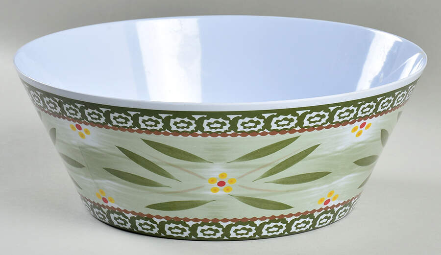 Old World Green 9" Round Melamine Serving Bowl by Temp-Tations-1
