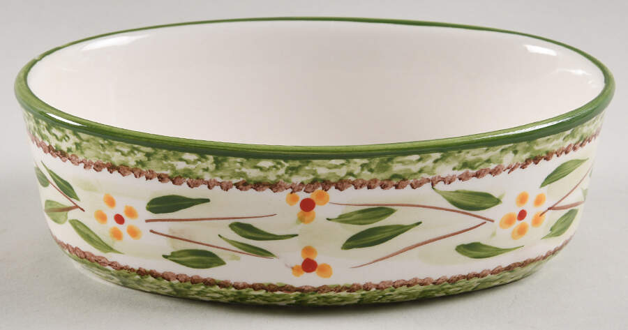 Old World Green 7" Oval Vegetable Bowl by Temp-Tations-1