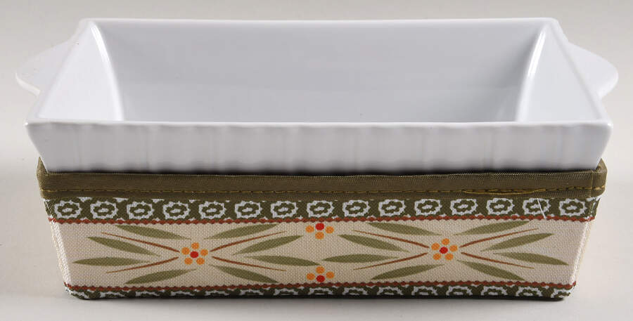 Old World Green 10" Rectangular Baker with Insulated Holder by Temp-Tations-1