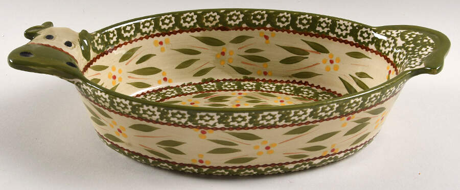 Old World Green 12" Figural Oval Baker by Temp-Tations-1