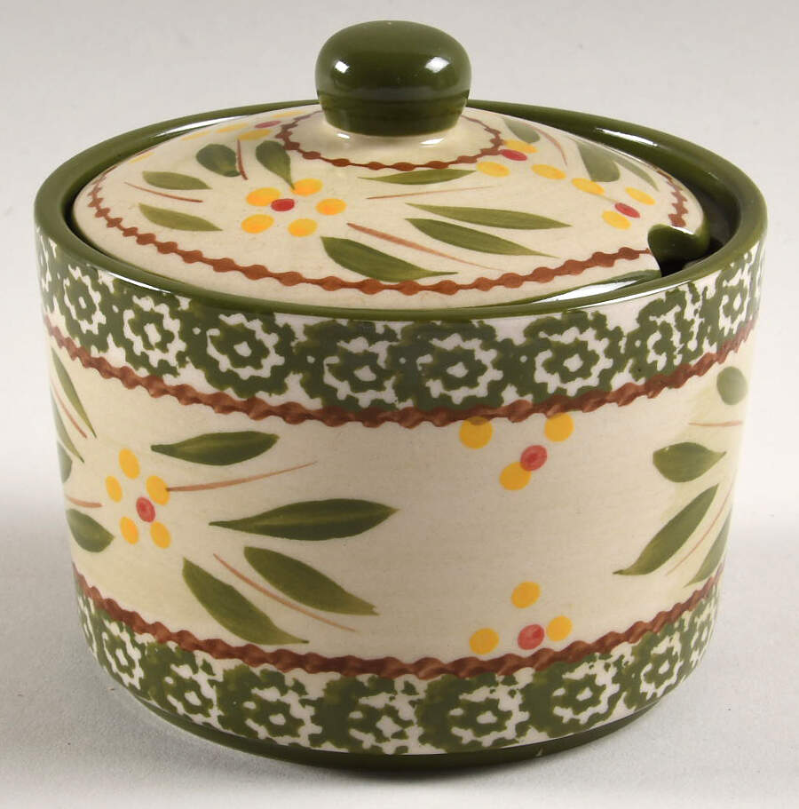 Old World Green Condiment Jar & Lid by Temp-Tations-1