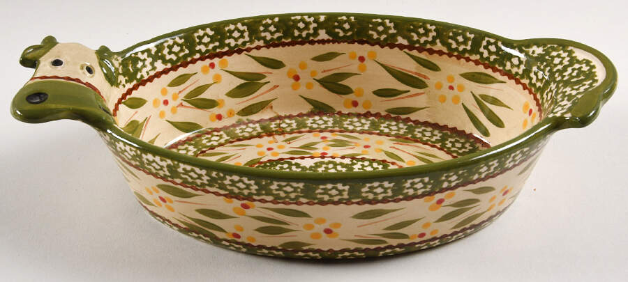 Old World Green 10" Figural Oval Baker by Temp-Tations-1