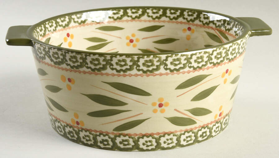 Old World Green 1.5 Quart Round Covered Baker No Lid by Temp-Tations-1