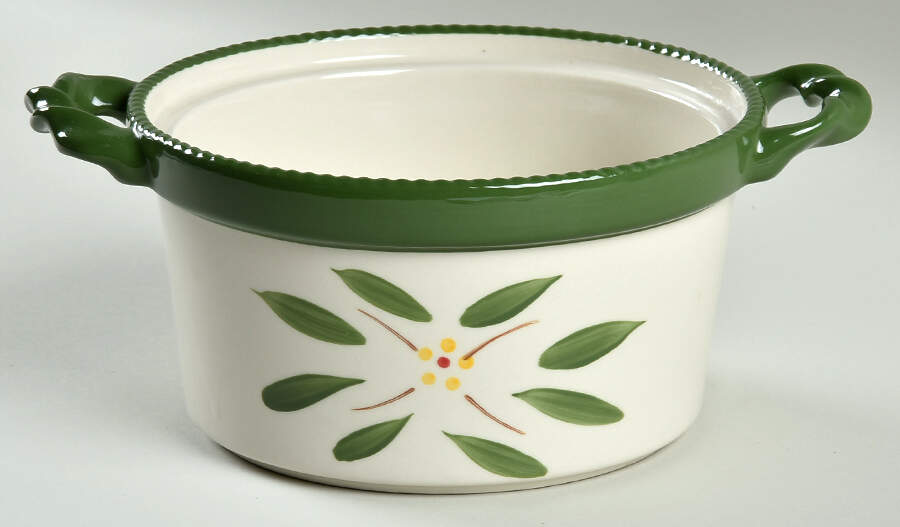 Old World Green 1 Qt Round Casserole No Lid by Temp-Tations-1