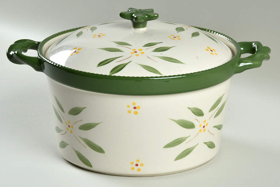 Old World Green 2.5 Qt Round Covered Casserole by Temp-Tations-1