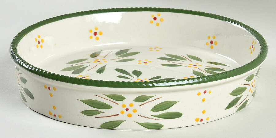 Old World Green 9" Pie Baking Plate by Temp-Tations-1