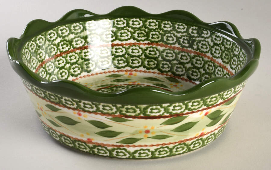 Old World Green 2 Qt Round Covered Casserole No Glass Lid by Temp-Tations-1