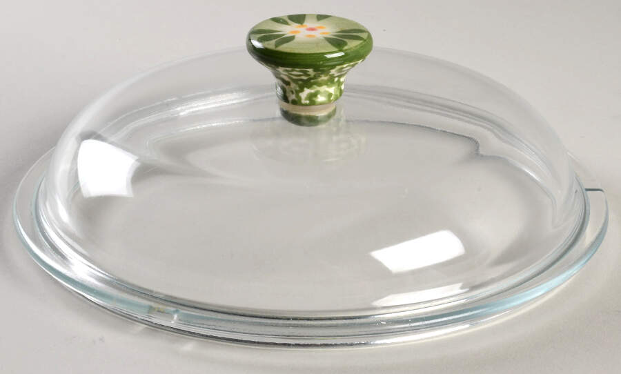 Old World Green Glass Lid for 2 Qt Round Covered Casserole by Temp-Tations-1