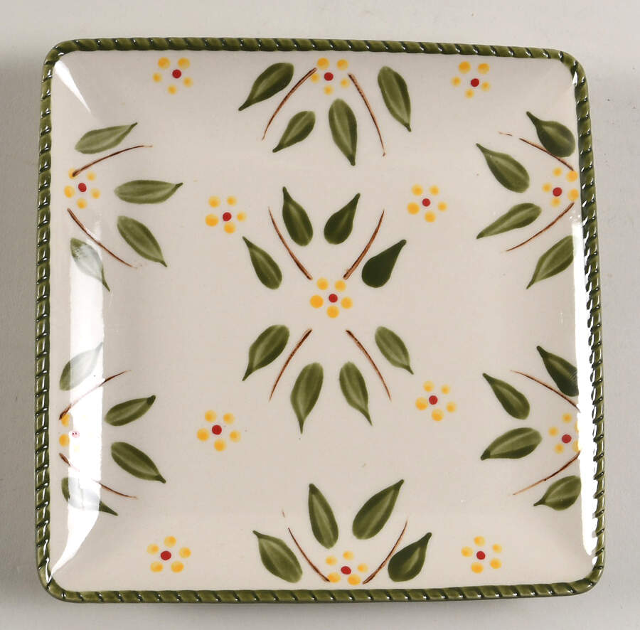 Old World Green Square Salad Plate by Temp-Tations-1