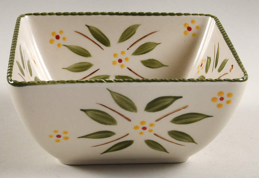 Old World Green Square Soup/Cereal Bowl by Temp-Tations-1