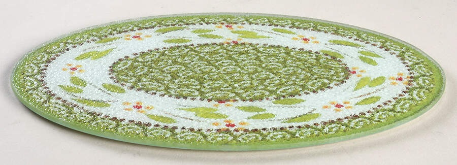 Old World Green Glass Trivet for 12" Oval Baker by Temp-Tations-1