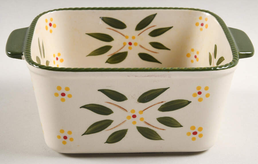 Old World Green 6" Square Tab Handled Baker by Temp-Tations-1