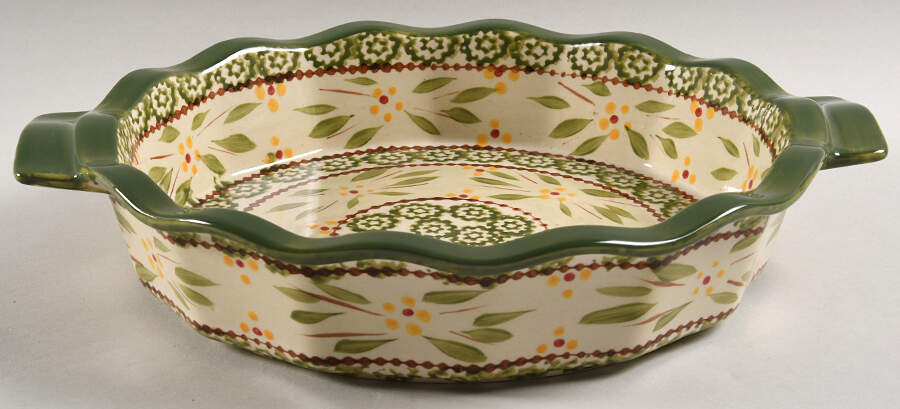Old World Green 9" Pie Baking Plate by Temp-Tations-1
